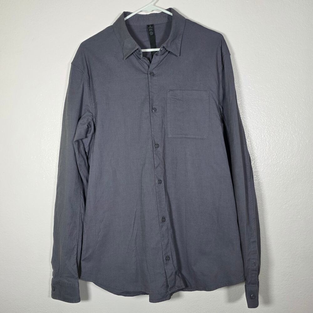 Lululemon Commission Long Sleeve Button Shirt Gray Men's L Stretch